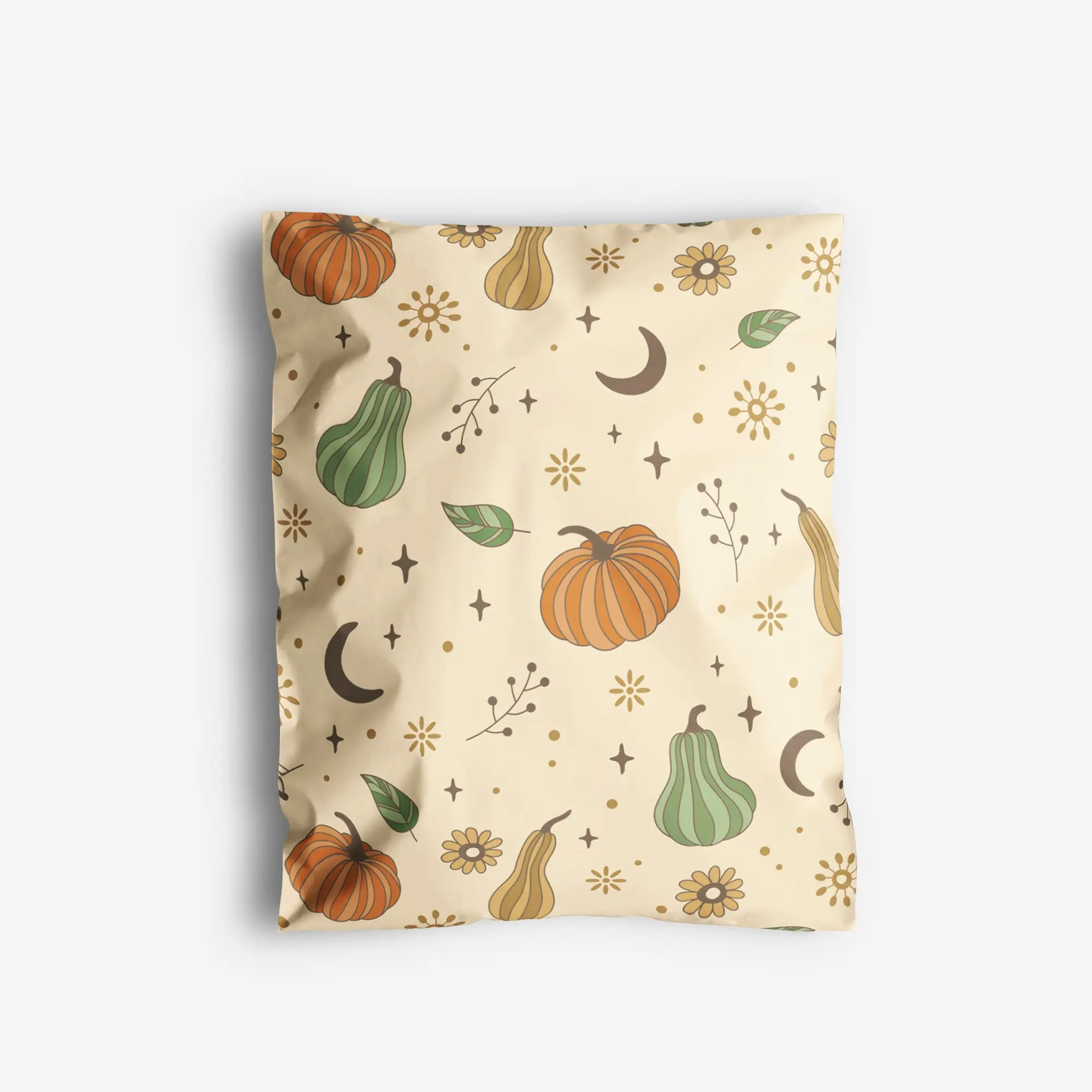 Package Mint Poly Mailers 10x13 - 100 Pack Oh My Gourd Fall Design Poly Mailers Shipping Bags - Waterproof, Tear-Resistant, Self-Adhesive Seal - Decorative Mailing Bags for Clothes, Accessories