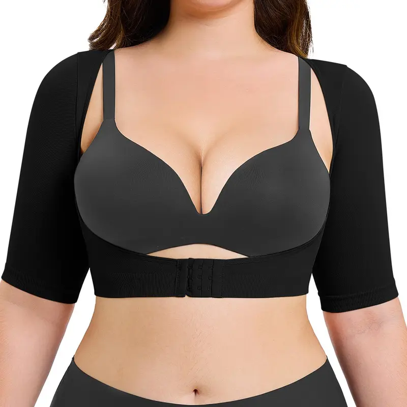 Nebility Women's Solid Color Seamless Knit Garment Tummy Tuck High Compression Top Tummy Control Shapewear - Open Bust, No Inner Bra, Minimalist Comfortable Midsize Outfit for Daily Wear, Cleavage Wireless Shapewear Elegant Underwear