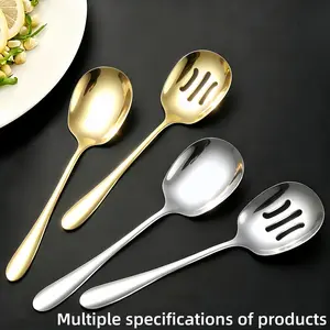 4pCS Stainless Steel Slotted Spoon for Hotel Restaurant Buffet Home Kitchen Party Catering Service Spoon Serving Spoon Soup Spoon Reusable Dishwasher Safe