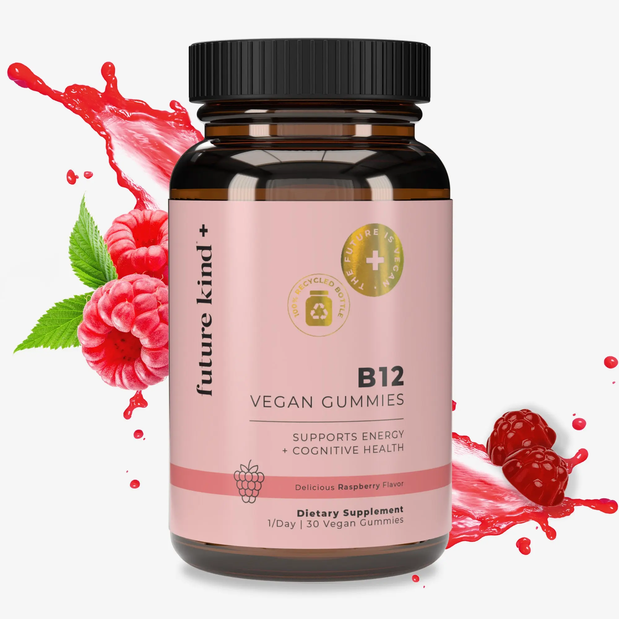 Vegan Vitamin B12 Energy Gummies Raspberry Flavor Cognitive Health Natural Healthcare Dietary Supplement