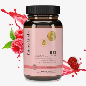 Vegan Vitamin B12 Energy Gummies Raspberry Flavor Cognitive Health Natural