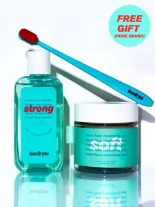 LAUNDRYOU Deep Pore Cleansing Set | Gel-to-Foam Facial Cleanser Strong + Soothing Facial Cleansing Pad + Free Pore Brush