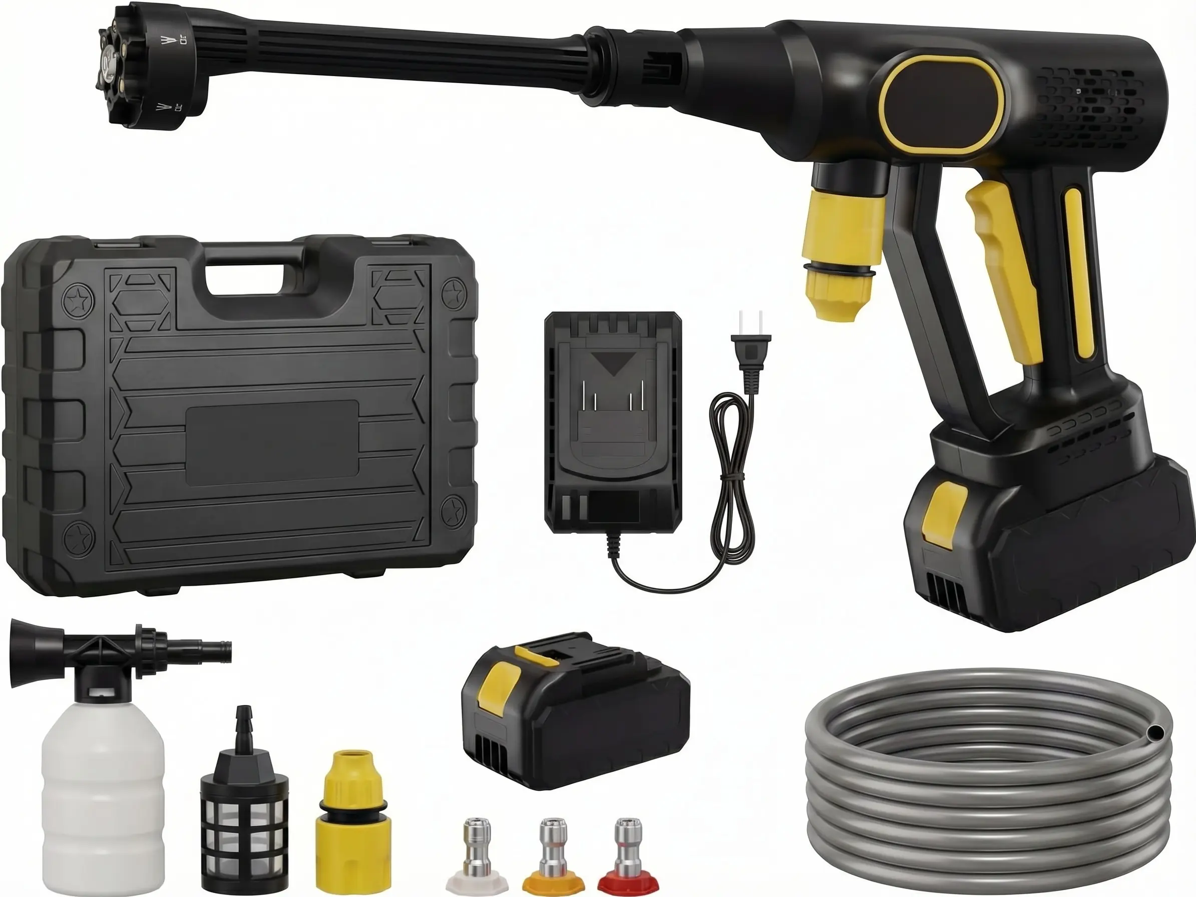 Brushless Cordless Pressure Washer - 20V Portable Pressure Washer with 6-in-1 Nozzle, 60-Min Long Runtime, Instant Deep Cleaning for Cars, Patios, Pro-Grade Results Anywhere