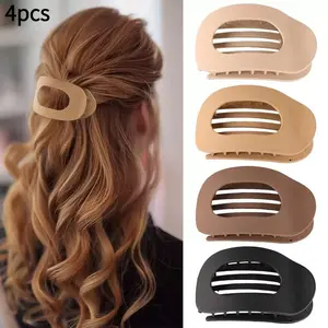 Elliman 4pcs Solid Color Flat Hair Clips Set-Minimalist Acrylic Barrettes for Women,Strong Hold Claw Clips for Thick or ThinHair l Elegant, No-Crease,Daily & PartyStyling Accessorie
