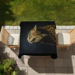360 Stand Bengal Cat Animal Theme Water Resistant Tablecloth - C1TC5858OUISHA, 58x58 in Standard Brown Pet Home Decor for Indoor-Outdoor Furniture Use, Decoration, Dining