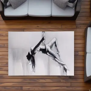 Begin Home Decor C1ROAR354ZJBAH 3 x 5 ft. Dancer on Aerial Contortion Rug - Black & White Outdoor Decor - Rectangle