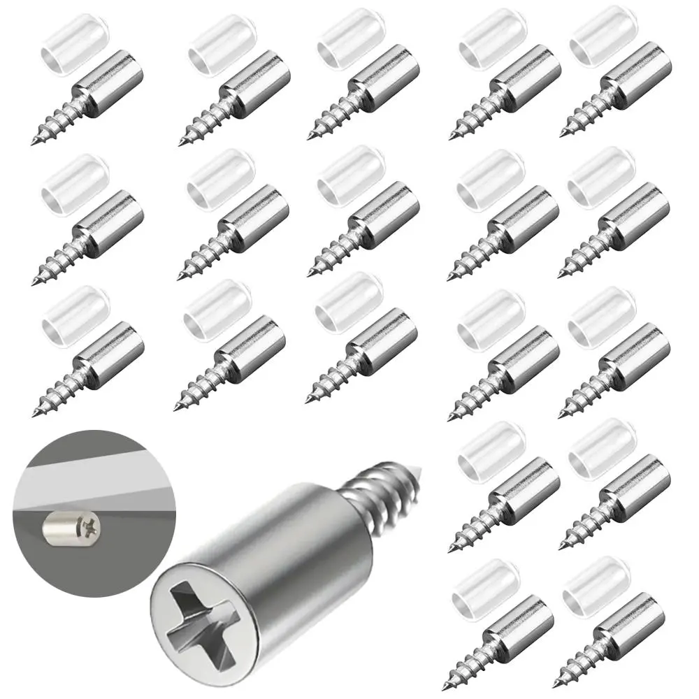 Self Tapping Screw, Cabinet Shelf Bracket Laminate Support with Rubber Sleeve, Non-slip Layer Glass Plate Holder Fixed Screw, Sturdy Bracket, Self Drilling Screws, Metal Self Tapping Screws