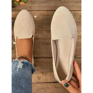 Women's Solid Color Pointed Toe Flat Shoes, Casual Comfortable Slip on Shoes for Daily Wear, All-match Commuter Shoes for Work & Daily Wear