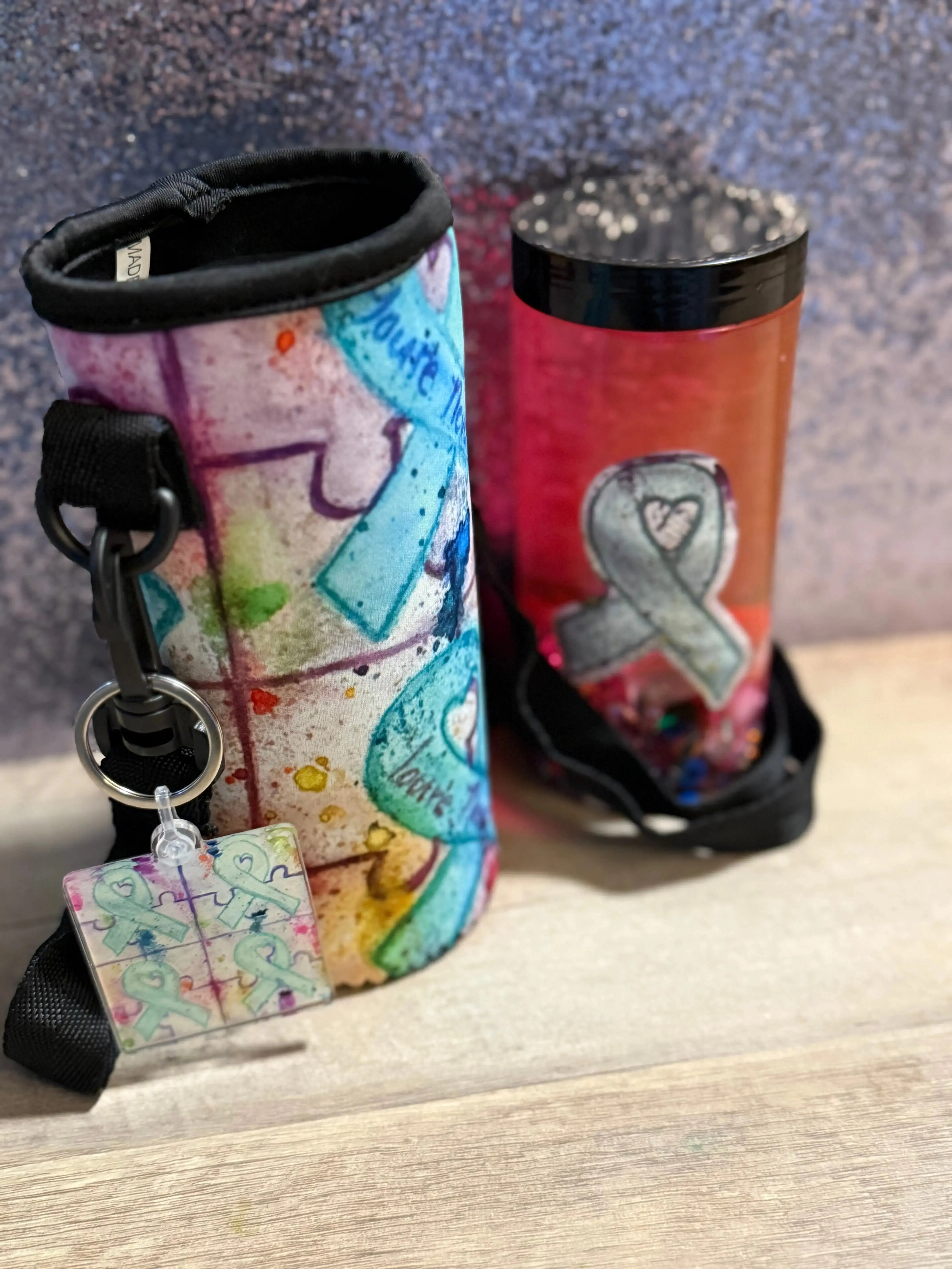 Sensory Water Bottle Kit, Portable Aesthetic Lightweight Travel-Friendly Water Bottle with Strapped Carrier, Kitchen Drinkware, Travel-Friendly Water Bottles