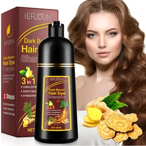 Sefudun 3-In-1 Hair Dye Shampoo 500ML, /, Covers Hair at Home, Natural Color, Suitable for Frequent Touch-Ups