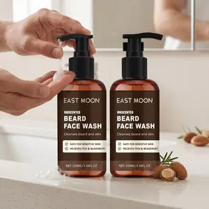 Men's Beard and Face Dual-Use Facial Cleanser Set (100ML*2), Fragrance-Free, Gentle, Deep Clean, Softening, Moisturizing, Glossy Finish