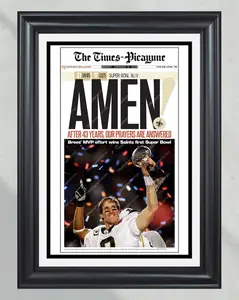 2010 New Orleans Saints Super Bowl XLIV Drew Brees No Frame High Quality Newspaper Print Drew Brees