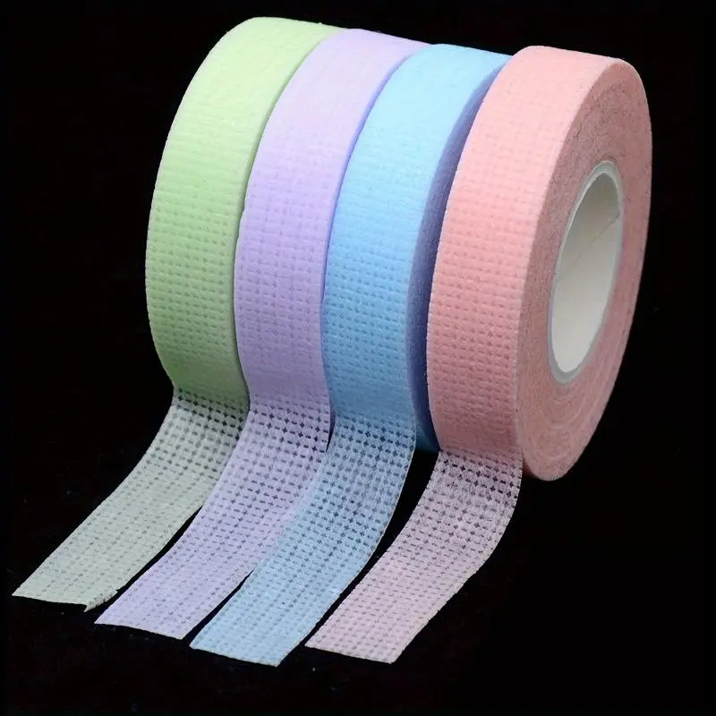 Professional Soft Adhesive 4pcs Rolls Breathable Micropore Fabric Tapes - Colorful Eyelash Extension Tapes For Grafting Eye Lashes 9m DIY Lash Tools