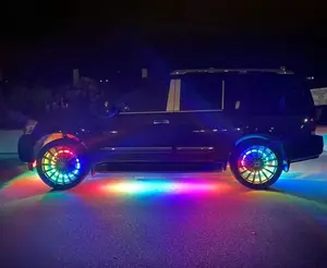 17.5" Chasing RGB 5-Row LED Wheel Lights, Industry Brightest Multi-Color Car Wheel Lights, IP68 Waterproof Truck Wheel Lights Kit with App & Remote Control, Symphony Music Sync Flowing Tire Lights via Fast DHL Shipping