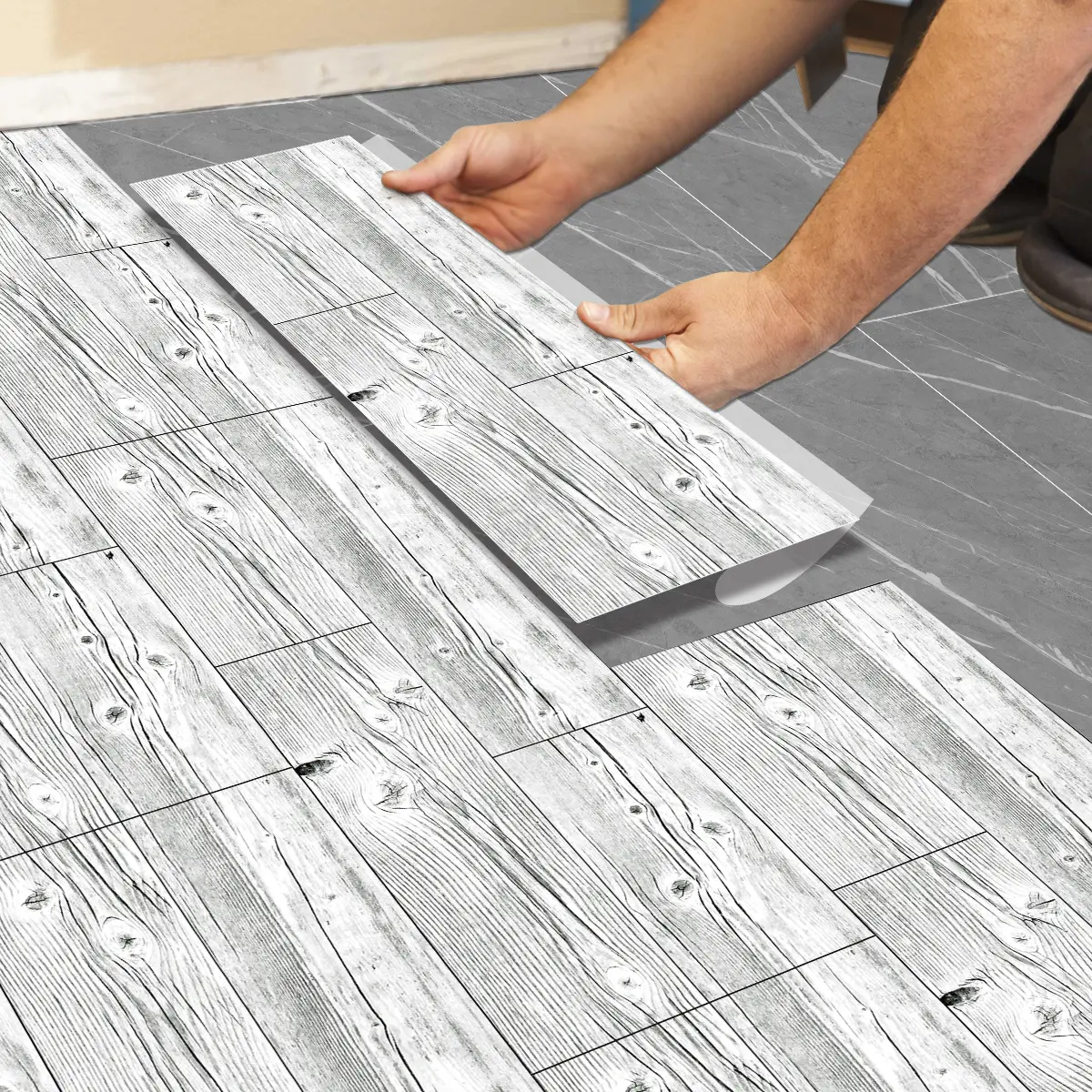 5/10/20 pcs Classic Waterproof Wooden Floor Tile Veneer, Flooring, Reinforced Adhesive/Thickened Easy To Install, Used For Bathroom And Kitchen Floor Decoration Stickers, 5.91 * 15.75 Inches, Waterproof Floor Tiles