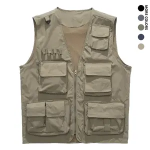 Men’s multi-pocket fishing vest — mesh back design, functional outdoor vest suitable for hiking, camping, and fishing activities. Camping and fishing activities
