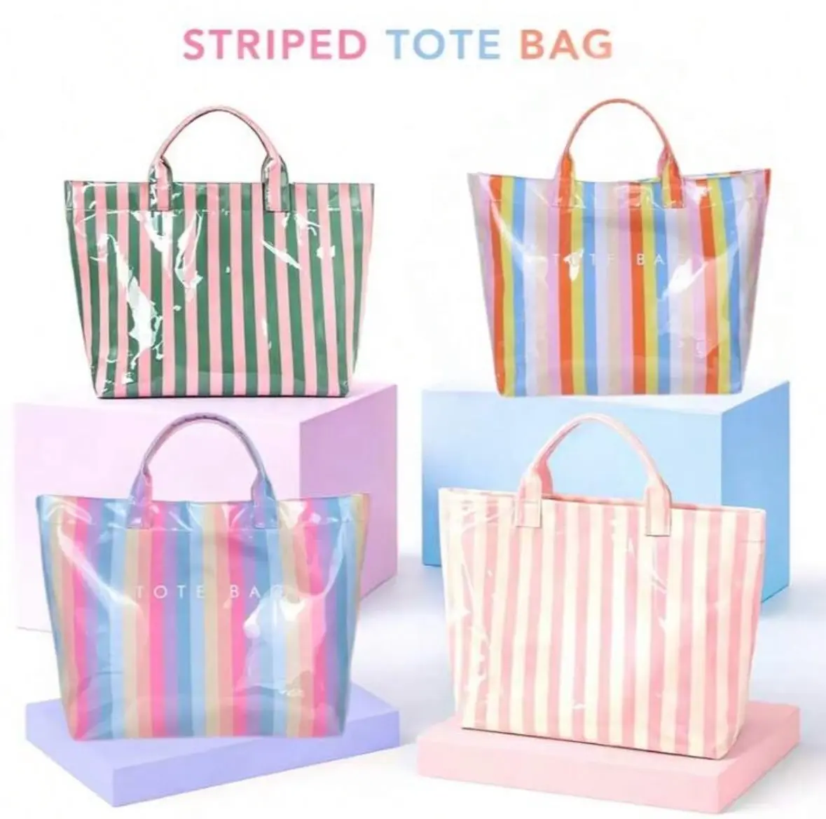 Striped Tote Bag Large Capacity Lightweight Handbag with Vertical and Horizontal Stripes Multi Functional Commuter Travel Bag Suitable for Shopping Fashionable and Casual Handheld Shoulder Bag Zippered Closure gift makeup easter mother day christian gift