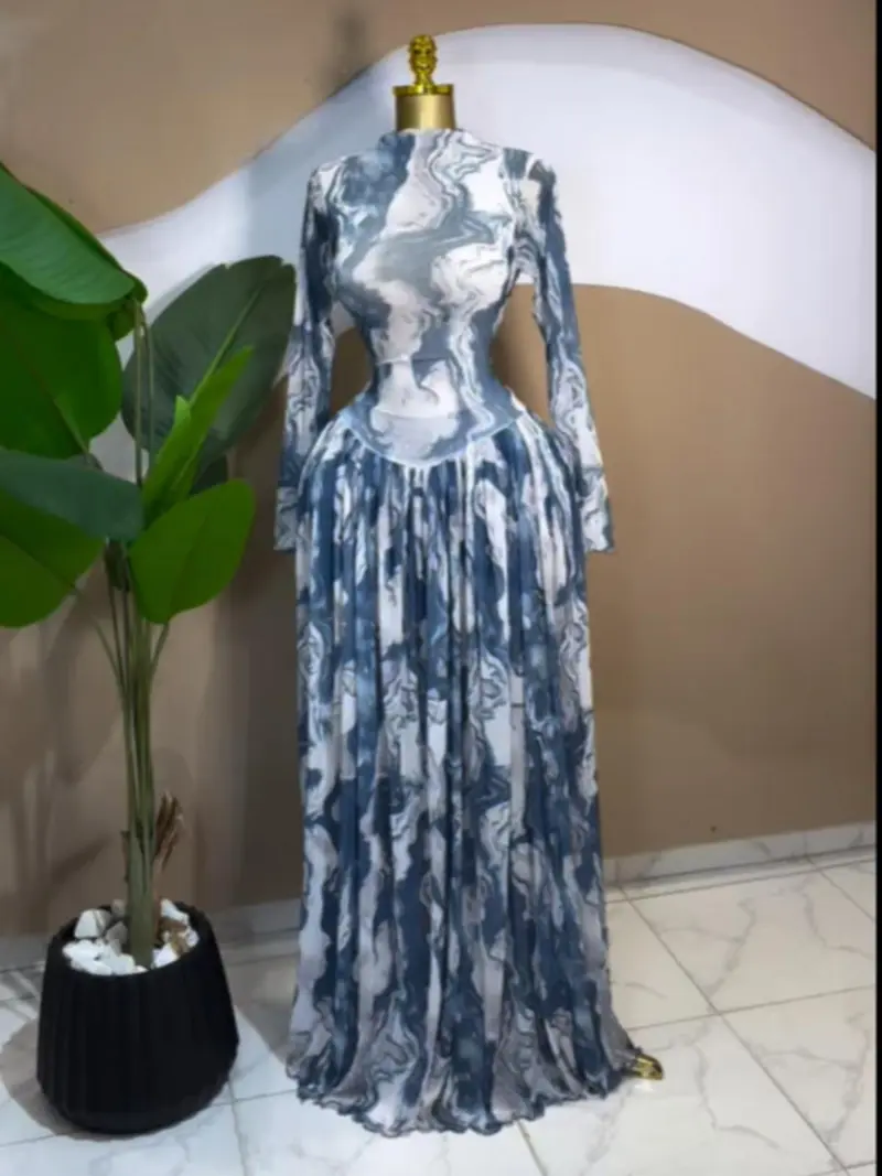 Blue and dark blue tie and dye dress - TikTok Shop