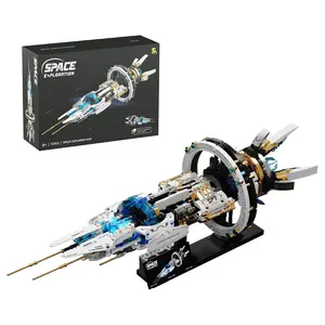 Creative Space Spaceship & Station Building Blocks Set with Lights & Power Motor STEM Engineering Toy Easter Spring Holiday Gift for Kids 8-12 Boys Girls Adults Space Fans Collectible Technic Construction Set