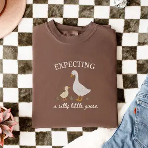 Comfort Colors Silly Goose Pregnancy Shirt, Expecting Mom Tee, Baby Announcement Outfit, First Time Mom Gift, Cute Minimal Maternity Top