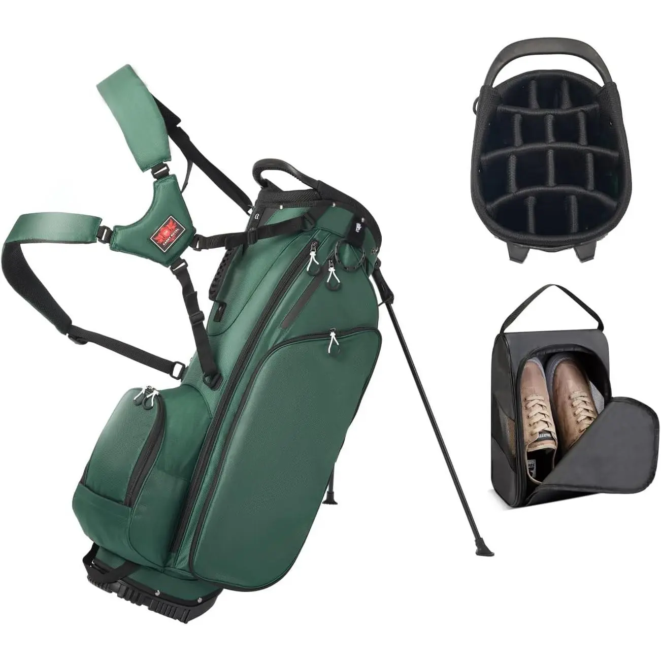 Modern Golf Stand Bag with 14-Way Full-Length Dividers, Lightweight & Durable Golf Accessories for Enthusiasts with 7 Zippered Pockets, Dual Strap, and Rain Cover, Raincover, Sturdy Base, Abrasion Resistant Golf Club Bags, Cart Loops