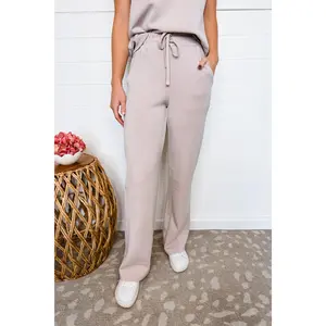First Class Scuba Luxe Straight Pants - Mocha Cream