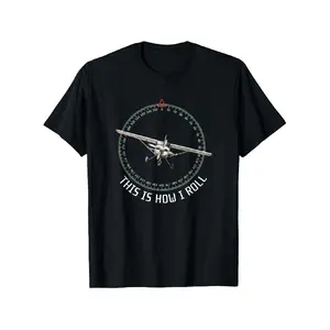 Unisex Aviation-Themed T-Shirt |   100% Cotton |   'This Is How I Roll' Airplane Graphic |   Round Neck, Regular Fit |   Multi-Size S-XXXL |   Machine Washable & Dry Clean Safe |   Ideal for Casual & Outdoor Activities