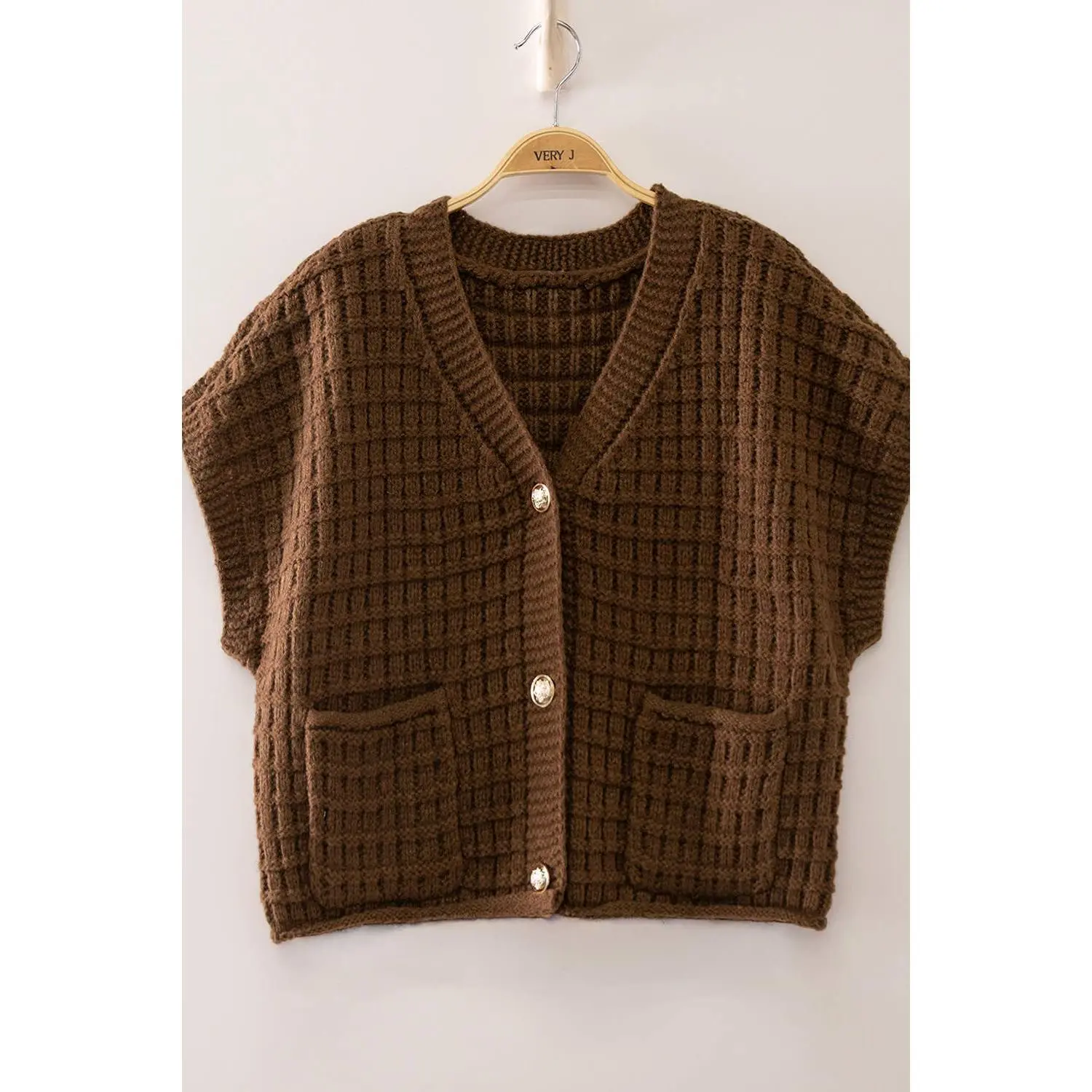 Waffle Texture Crop Cardigan