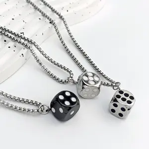 Simple daily niche dice pendant hip-hop punk retro fashion couple necklace for friends as a gift Simple daily niche dice pendant hip-hop punk retro fashion couple necklace for friends as a gift