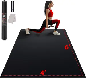 Large Exercise Mat for Home Workout,12x6/10'x6'/9'x6'/8'x6'/7'x5'/6'x4' (7mm) Extra Thick Workout Mat, High-Density Gym Mat for Cardio, Jump Rope, MMA, Weights (Shoe-Friendly)