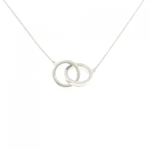 Pre-owned Tiffany & Co. Sterling Silver 925 (Ag925) Small Leather Goods Tiffany 1837 Interlocking Circle 925 Silver Necklace