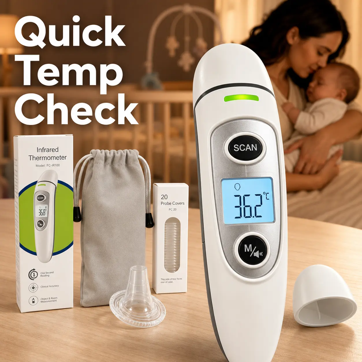 No-Touch Digital Thermometer for All Ages, Accurate Forehead Thermometer with Fever Alarm & Silent Mode, 2 in 1 Forehead & Object Mode Medical Device