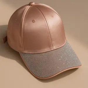 Natalie Mills Alena Crystal Hats in Nude - Elegant Nude Color Crystal Hats by Natalie Mills Adjustable Sun Protection Baseball Cap