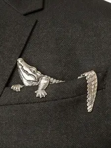 Vintage Gentleman Suit Collar Jewelry Pin, Unisex Crocodile Tiger Octopus Animal Brooch, Creative Design Accessory