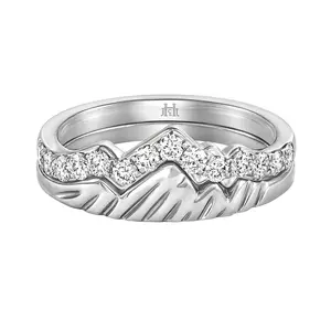 LUXE EDITION: 18K White Gold Teton Stacking Rings™ (2 Ring Set)