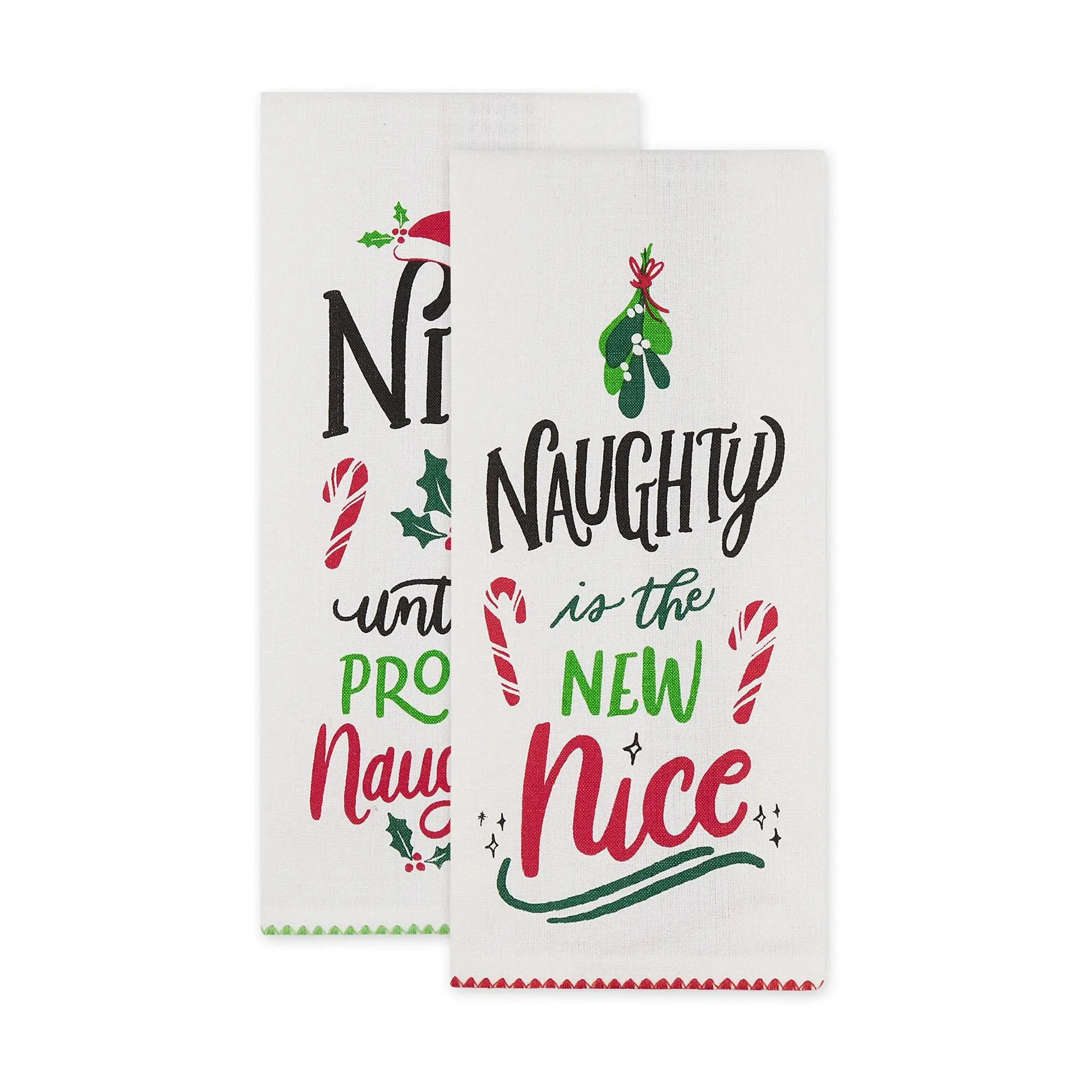 Design Imports Set of 2 Assorted Naughty Nice Kitchen Towels