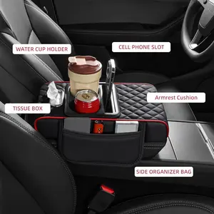 1pcs Car Center Console Protector Mat Thicken Armrest Storage Box Cushion  Arm Rest Mat with Tissue Storage Pocket Car Armrest Storage Box, Central Console Protection Pad, Car Interior Organizer, Durable Material, Easy Installation, Universal Fit