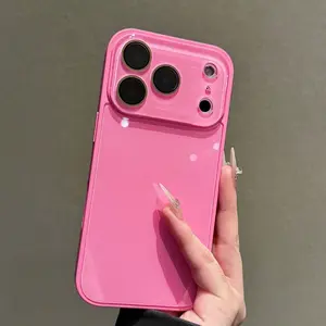 Fashion Pink Phone Case for iPhone 17 Pro Max 16 Pro 15 14 Plus 13 Smooth Full-Cover Soft-Edge Back Cover Protective Case Unisex Creative Personalized Protection