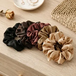 12-Pack Solid Color Satin Silk Scrunchies Hair Band Set, Soft Elastic Silk Fabric Ties with Gentle Hold, Unisex Casual Elegant-Shade Pieces, Ideal for Summer Ponytails