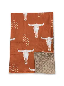 Western Cows brown Minky Print Kids Blanket