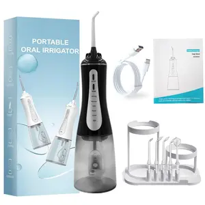 Water Flosser Oral Irrigator with 5 Modes, 350ML Cordless Teeth Cleaner, 6 Tips, Ipx7 Waterproof, Rechargeable, Portable for Travel & Home
