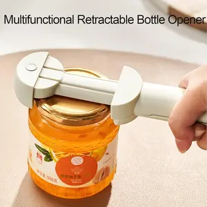 Multifunctional Jar Opener for Weak Hands, Stainless Steel Bottle Cap Opener with Magnetic Adjustable Lid Clip for Easy Opening, Gripper Tight Lid Opener for Seniors with Arthritis and Kids, Kitchen Gadget Utensils