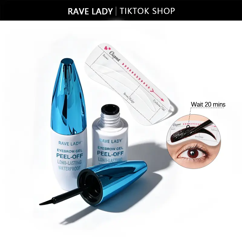 RAVE LADY Easy Peel-Off Tint Eyebrow Gel - Waterproof, Sweatproof, Film-Forming, Medium Coverage Long-Lasting Cosmetic for All Skin Types, Spring Glow Up Eyebrow Makeup Products, Long-Lasting Eyebrow Gels