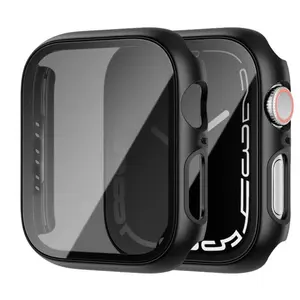 2 Pack 38MM 44MM 46MM  Privacy Case for Apple Watch Screen Protector, Anti-Spy Tempered Glass Film Apple Watch Cover Hard PC Case Bumper for iWatch Series 6/5/4/SE 2ND GEN