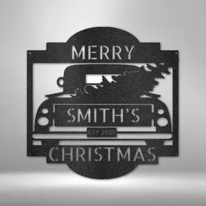 Personalize Christmas Truck Monogram - Steel Sign