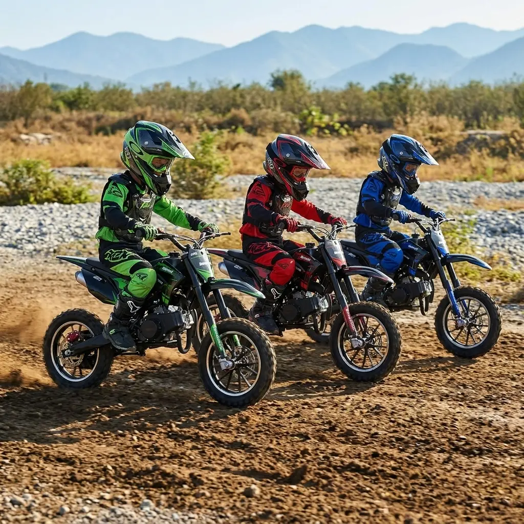 Red Blue Green Three Tone Ride-On Off-Road Toy Bike for Kids & Outdoor Model Gift for Childhood Days weekendtrip