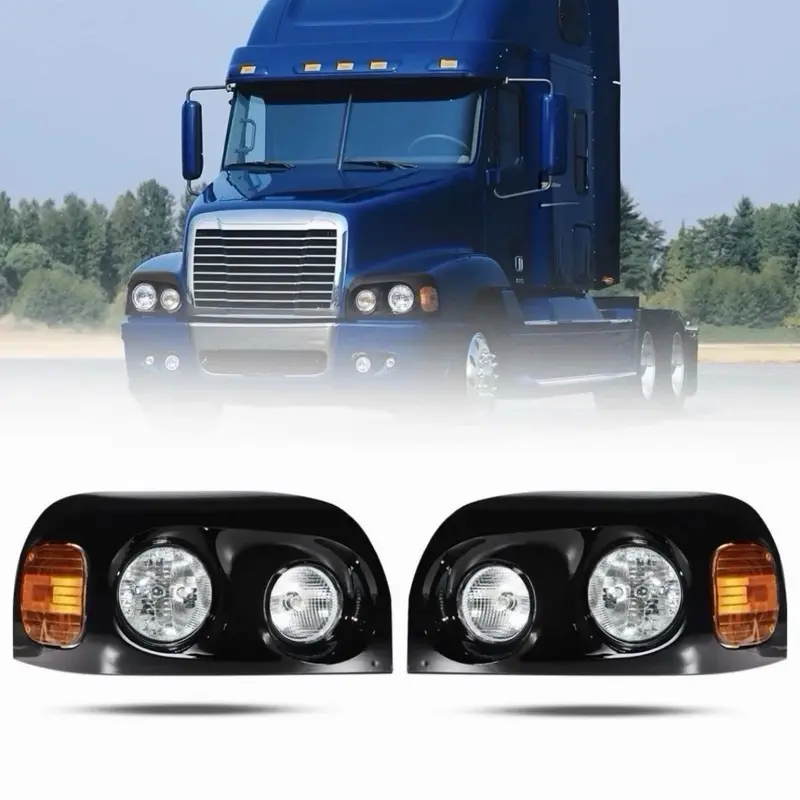 Fortpro Black Headlight for Freightliner Century 2005-2015, Both Sides