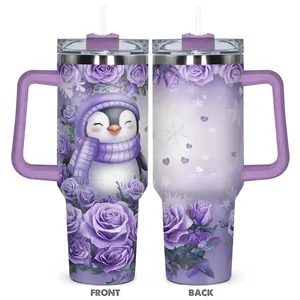 40oz Tumbler with Lid, Cute Penguin Pattern Stainless Steel Water Bottle, Insulated and Durable, Gift for Any Occasion, Drinkware