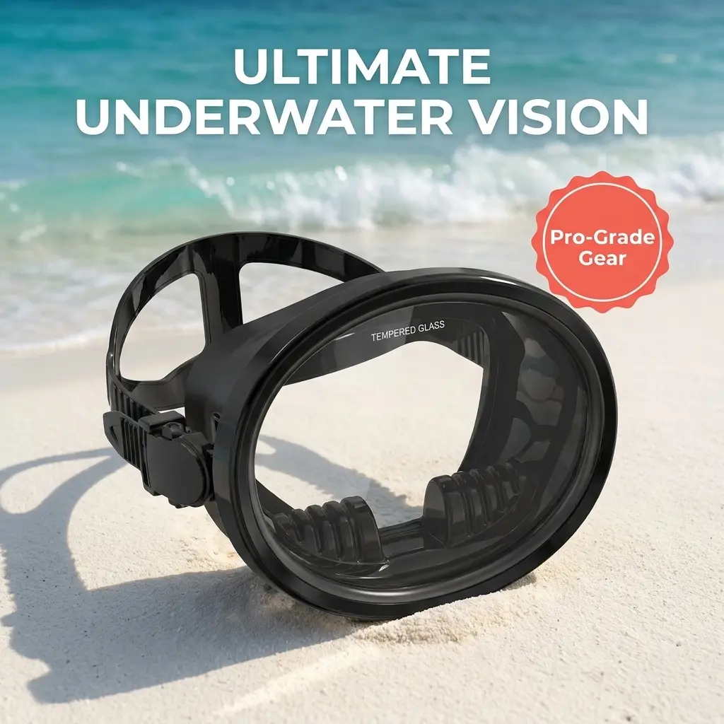 Single Oval Lens Scuba Diving Mask, Crystal Clear Tempered Glass, Leak-Proof Soft Silicone Seal, Quick Adjustable Head Strap, Impact Resistant Snorkel Mask for Deep Diving & Snorkeling