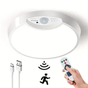 Homelist ceiling light battery operated, motion sensor LED lights for kitchen, bedroom, bathroom, hallway, garage, shower, rechargeable powered ceiling lamp with remote wireless7.5 "/400lm/6500K